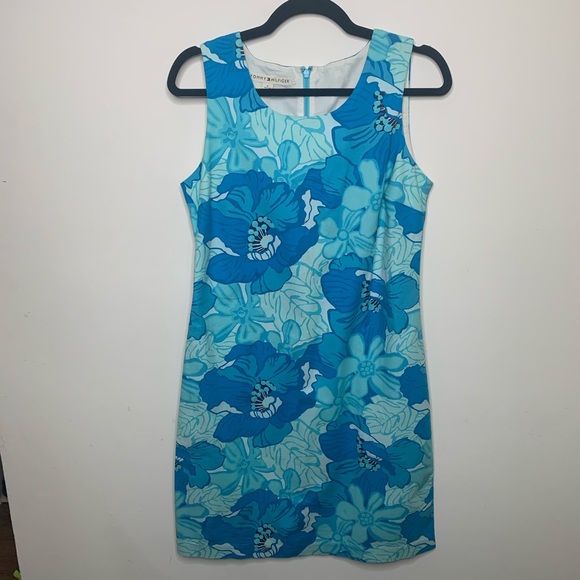 Tommy Hilfiger stretch‎ blue floral dress - Picture 1 of 14